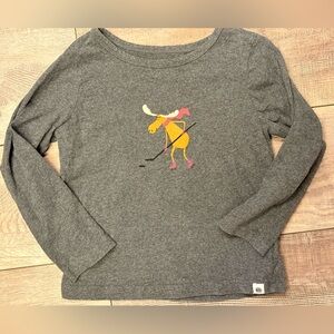 Little Earth Gray Long Sleeve Tee with Yellow Moose Graphic